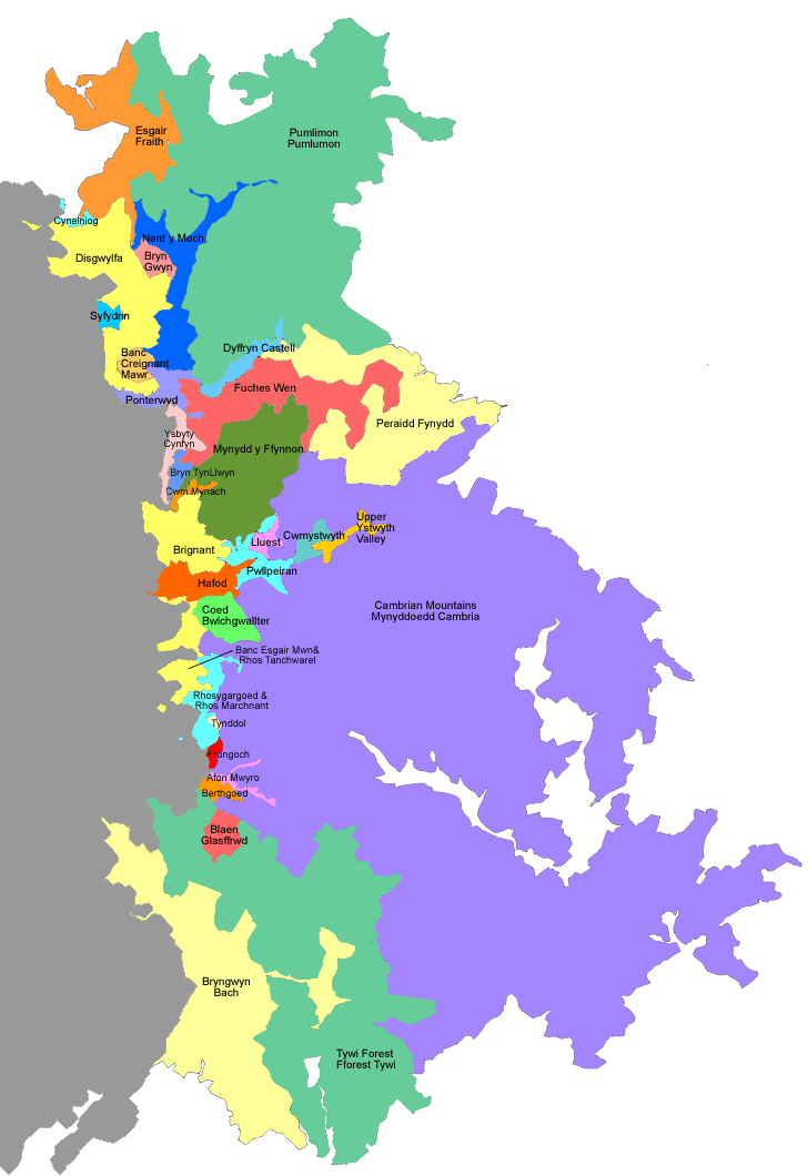 Eastern Upland Cerdigion Map