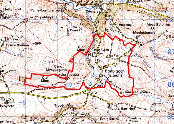 Map o ardal Bont Goch