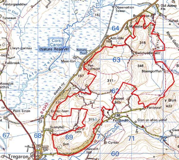Bwlchddwyallt and Blaengorffen map