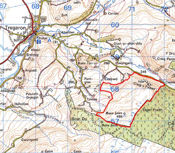 Map o ardal Craig y Fintan