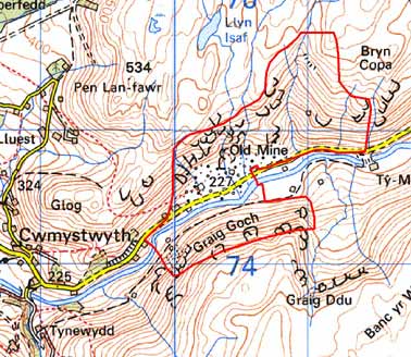 Map ardal Cwmystwyth