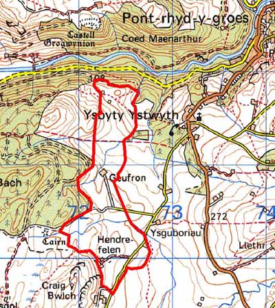Geufron - Hendre Felen map